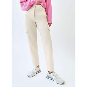 Wilfred Free Pants Women 4 Cargo High Waist Button Fly Tapered Leg Birch Ivory